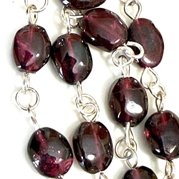 Genuine Garnet Short Necklace, Natural Gemstone w/ Paw Print Heart Beat Pendant - Picture 8 of 15